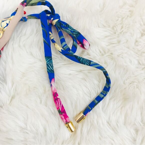 PILYQ Anthropologie Blue Floral Side Tie Triangle String Bikini Bottom XS New - Picture 9 of 10